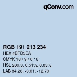 Farbcode: RGB 191 213 234 | qconv.com