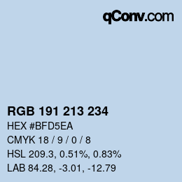 Código de color: RGB 191 213 234 | qconv.com