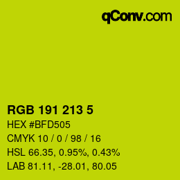 Color code: RGB 191 213 5 | qconv.com