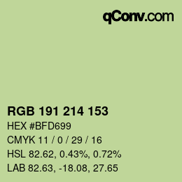 カラーコード: RGB 191 214 153 | qconv.com