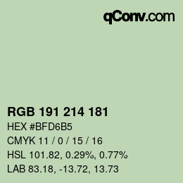 カラーコード: RGB 191 214 181 | qconv.com