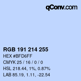 Color code: RGB 191 214 255 | qconv.com