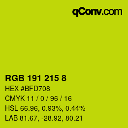 カラーコード: RGB 191 215 8 | qconv.com