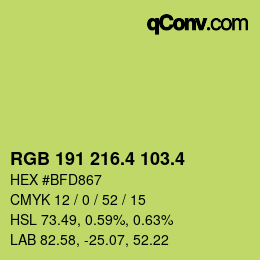 カラーコード: RGB 191 216.4 103.4 | qconv.com