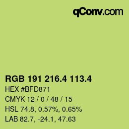 カラーコード: RGB 191 216.4 113.4 | qconv.com