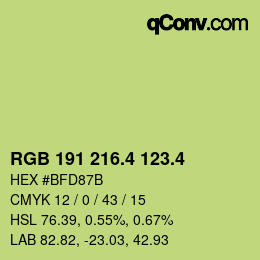 カラーコード: RGB 191 216.4 123.4 | qconv.com