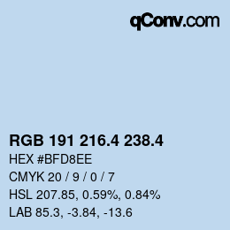 カラーコード: RGB 191 216.4 238.4 | qconv.com