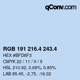 カラーコード: RGB 191 216.4 243.4 | qconv.com