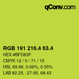カラーコード: RGB 191 216.4 63.4 | qconv.com