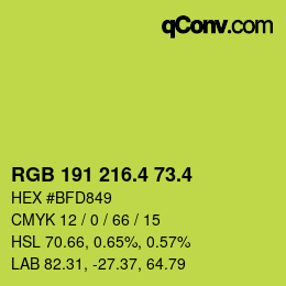 カラーコード: RGB 191 216.4 73.4 | qconv.com