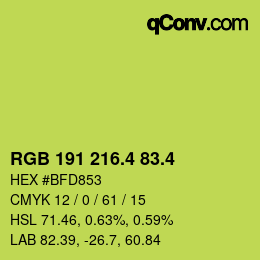 カラーコード: RGB 191 216.4 83.4 | qconv.com