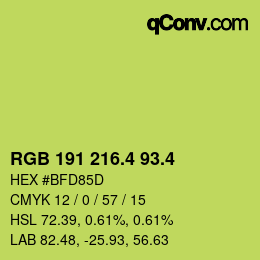 カラーコード: RGB 191 216.4 93.4 | qconv.com