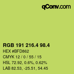 カラーコード: RGB 191 216.4 98.4 | qconv.com