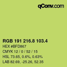 カラーコード: RGB 191 216.8 103.4 | qconv.com