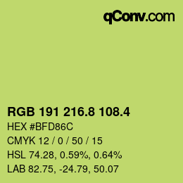 カラーコード: RGB 191 216.8 108.4 | qconv.com