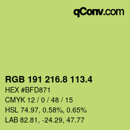 カラーコード: RGB 191 216.8 113.4 | qconv.com