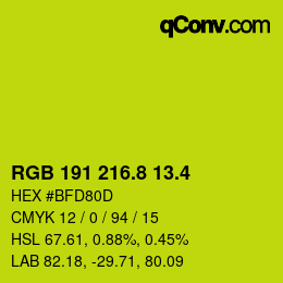 カラーコード: RGB 191 216.8 13.4 | qconv.com