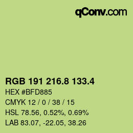 カラーコード: RGB 191 216.8 133.4 | qconv.com
