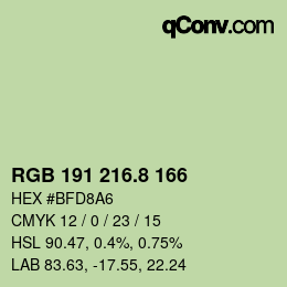 カラーコード: RGB 191 216.8 166 | qconv.com