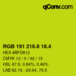 カラーコード: RGB 191 216.8 18.4 | qconv.com