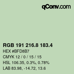 カラーコード: RGB 191 216.8 183.4 | qconv.com