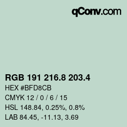 カラーコード: RGB 191 216.8 203.4 | qconv.com