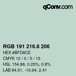 カラーコード: RGB 191 216.8 206 | qconv.com