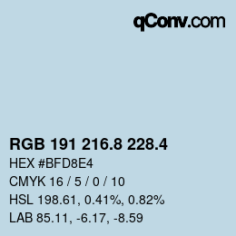 カラーコード: RGB 191 216.8 228.4 | qconv.com