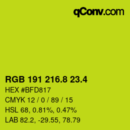 カラーコード: RGB 191 216.8 23.4 | qconv.com