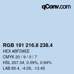 カラーコード: RGB 191 216.8 238.4 | qconv.com