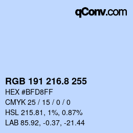 カラーコード: RGB 191 216.8 255 | qconv.com