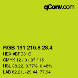 カラーコード: RGB 191 216.8 28.4 | qconv.com