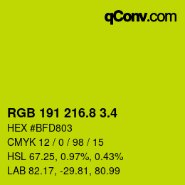 カラーコード: RGB 191 216.8 3.4 | qconv.com