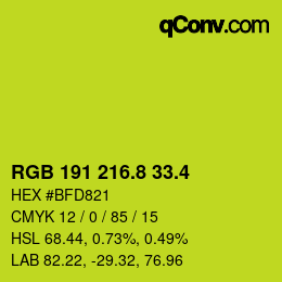 カラーコード: RGB 191 216.8 33.4 | qconv.com