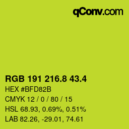 カラーコード: RGB 191 216.8 43.4 | qconv.com