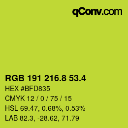 カラーコード: RGB 191 216.8 53.4 | qconv.com