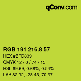 カラーコード: RGB 191 216.8 57 | qconv.com
