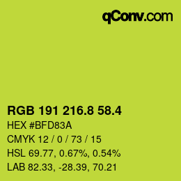 カラーコード: RGB 191 216.8 58.4 | qconv.com