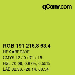 カラーコード: RGB 191 216.8 63.4 | qconv.com