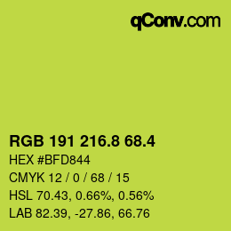 カラーコード: RGB 191 216.8 68.4 | qconv.com