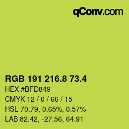 カラーコード: RGB 191 216.8 73.4 | qconv.com