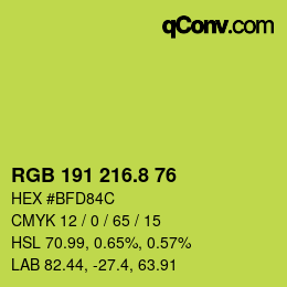 カラーコード: RGB 191 216.8 76 | qconv.com