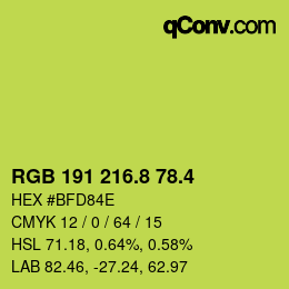 カラーコード: RGB 191 216.8 78.4 | qconv.com