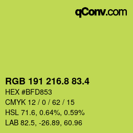 カラーコード: RGB 191 216.8 83.4 | qconv.com