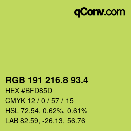 カラーコード: RGB 191 216.8 93.4 | qconv.com
