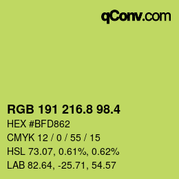 カラーコード: RGB 191 216.8 98.4 | qconv.com