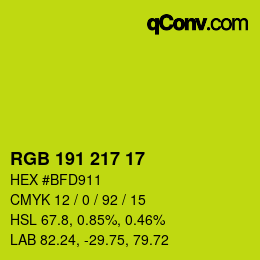 颜色代码: RGB 191 217 17 | qconv.com