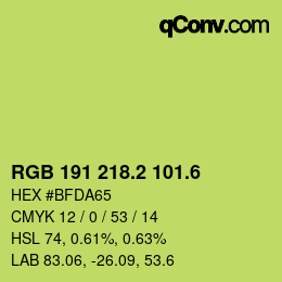 カラーコード: RGB 191 218.2 101.6 | qconv.com