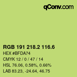 カラーコード: RGB 191 218.2 116.6 | qconv.com