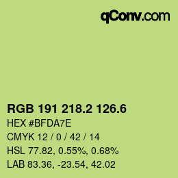 カラーコード: RGB 191 218.2 126.6 | qconv.com